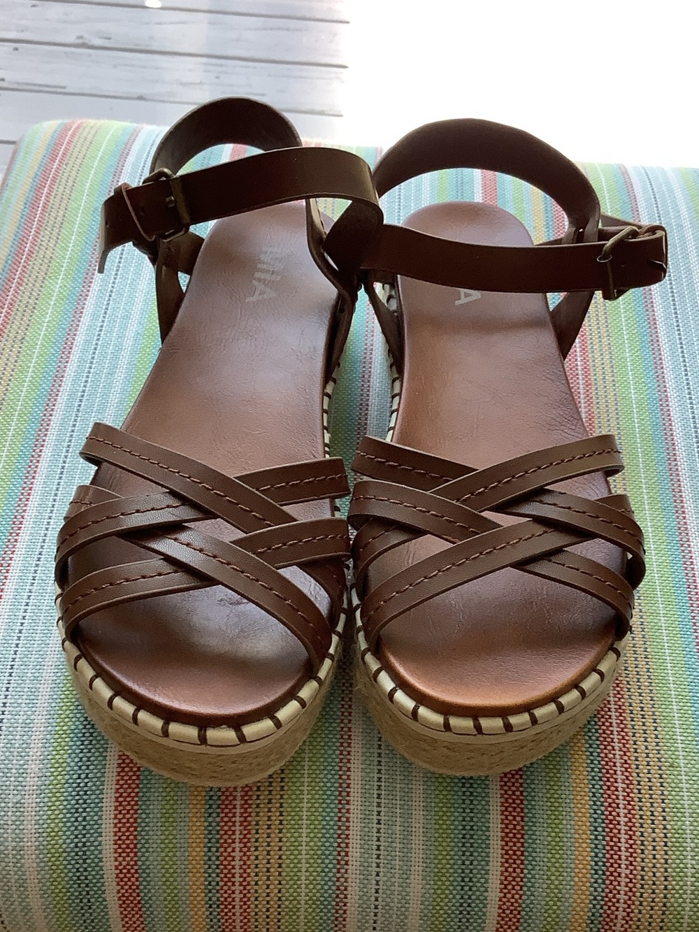MIA Brown Strappy Platform Sandals